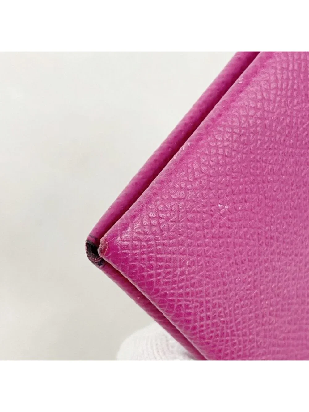 Hermes Card Case Calvi Veau Epsom Rose Purple Silver